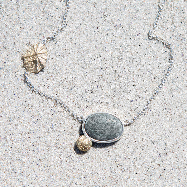 Sea shell and beach pebble necklace